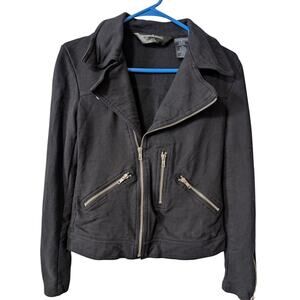 Vintage Norma Kamali Motorcycle Jacket Women’s XS Black Asymmetric Front Zip